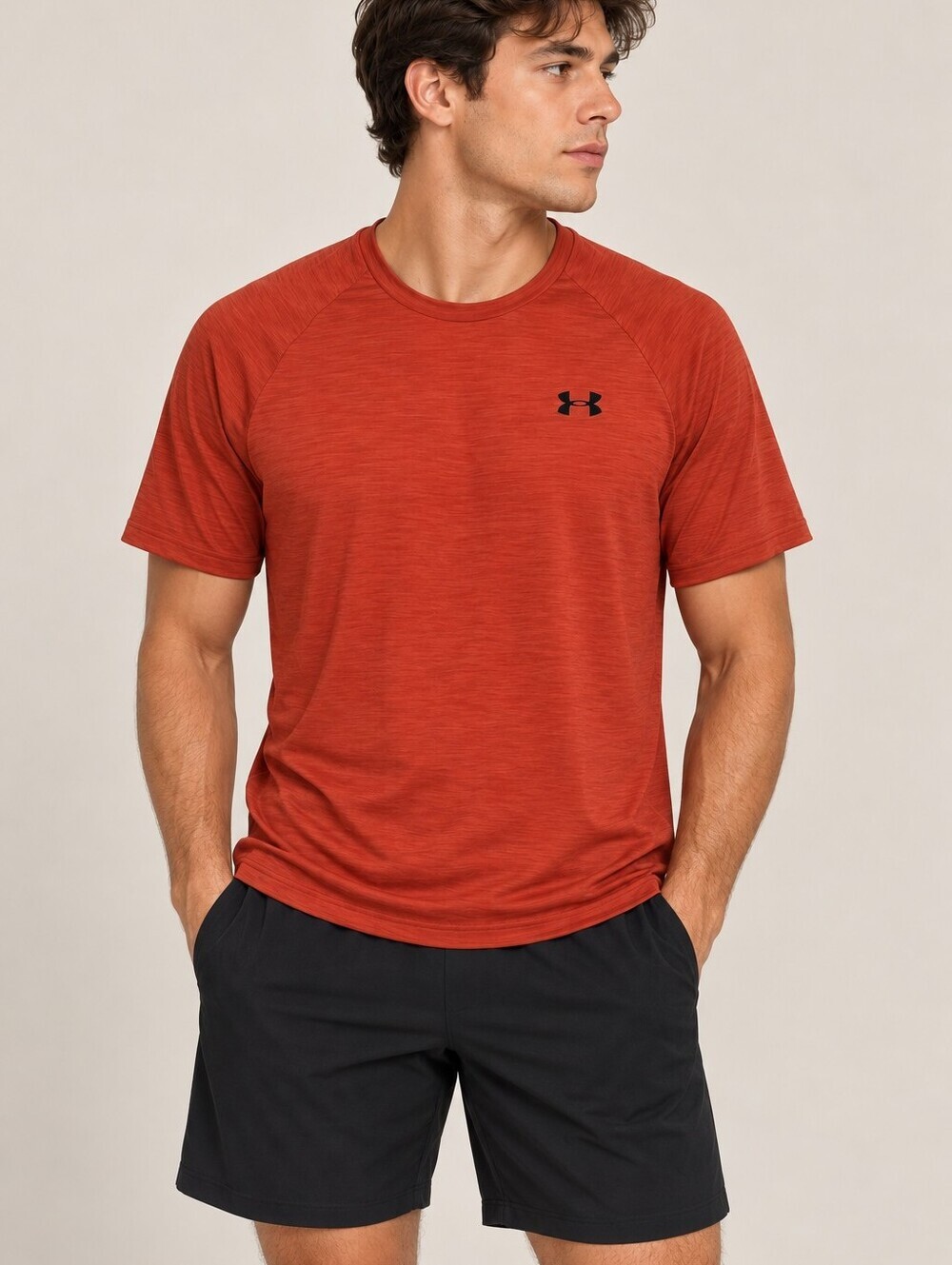 Under Armour Menβs Rust Orange/red Short-Sleeve Gym Athletic Tee - Picture 1 of 8